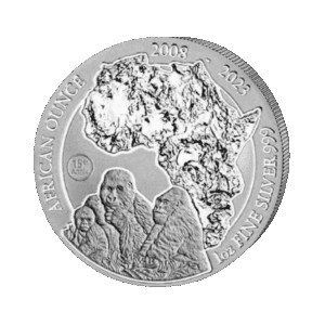 Rwanda Mountain Gorilla 1 troy ounce zilveren munt 2023 voorkant