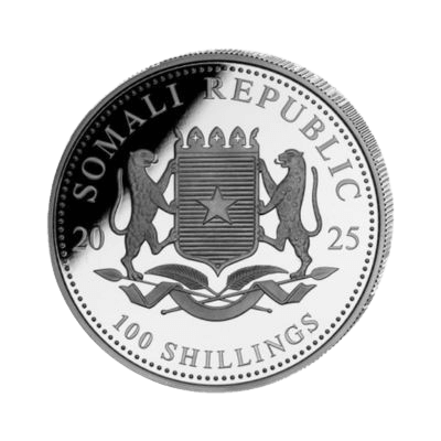 Somalische Luipaard 1 troy ounce zilveren munt 2025 achterkant