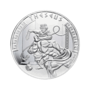 Theseus & The Minotaurus 1 troy ounce zilveren munt 2024 voorkant