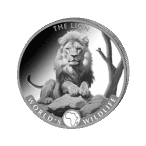 World's Wildlife Lion 1 troy ounce zilveren munt 2025 voorkant